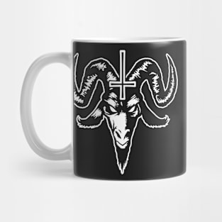 Satanic Goat Head with Cross (white) Mug